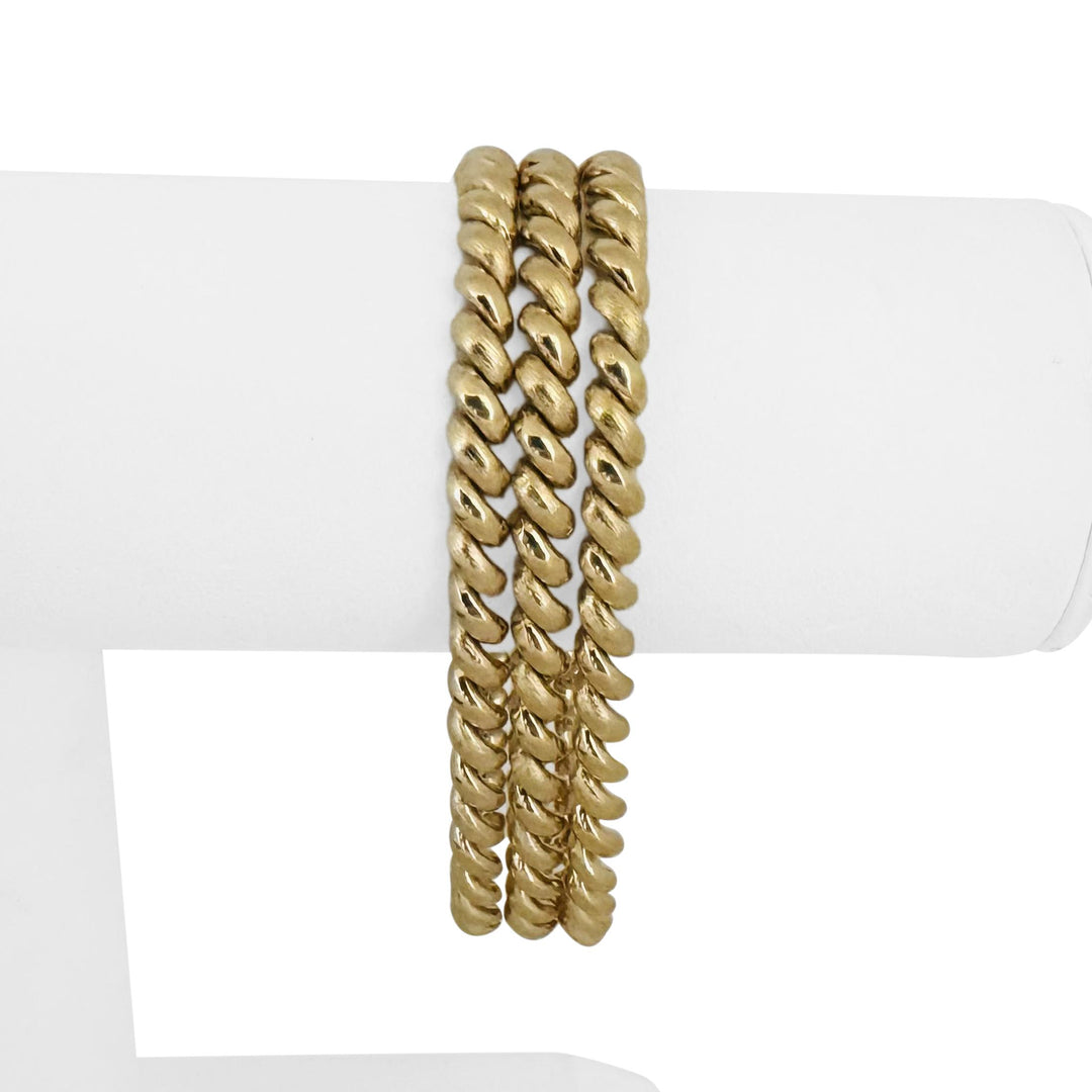 14k Yellow Gold 25.7g Three Strand 15mm San Marco Link Bracelet Italy 7"