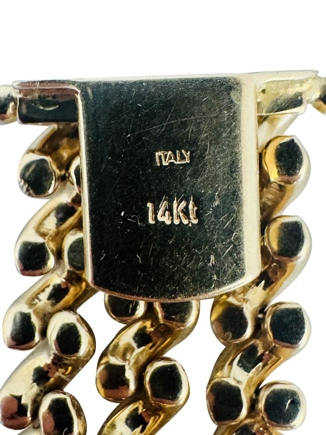 14k Yellow Gold 25.7g Three Strand 15mm San Marco Link Bracelet Italy 7"