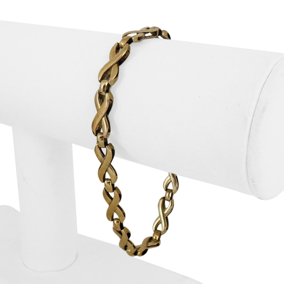 14k Yellow Gold 10.5g Ladies Vintage 6.5mm Fancy X Link Bracelet Italy 7.5"