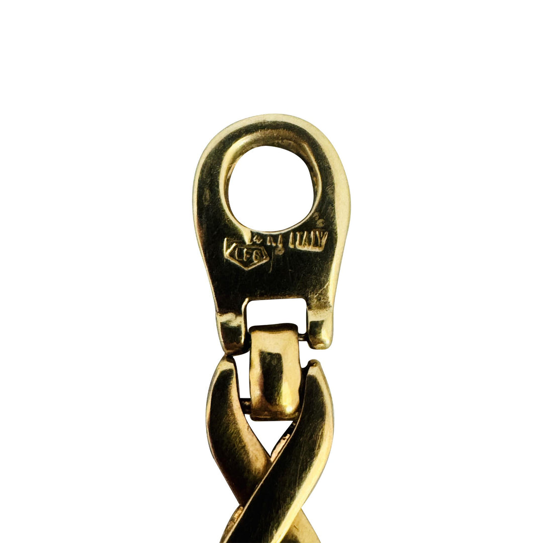 14k Yellow Gold 10.5g Ladies Vintage 6.5mm Fancy X Link Bracelet Italy 7.5"