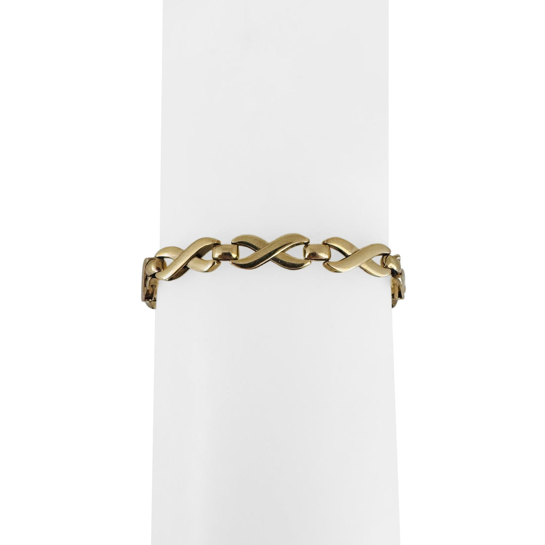 14k Yellow Gold 10.5g Ladies Vintage 6.5mm Fancy X Link Bracelet Italy 7.5"