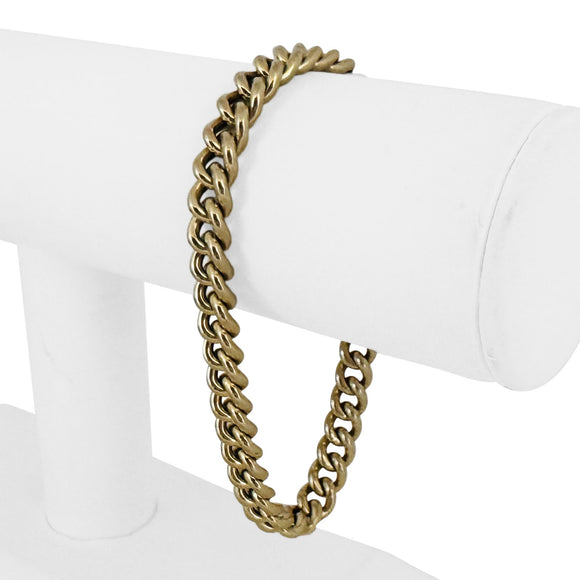 14k Yellow Gold 12g Hollow Milor 7mm Curb Link Bracelet Italy 8