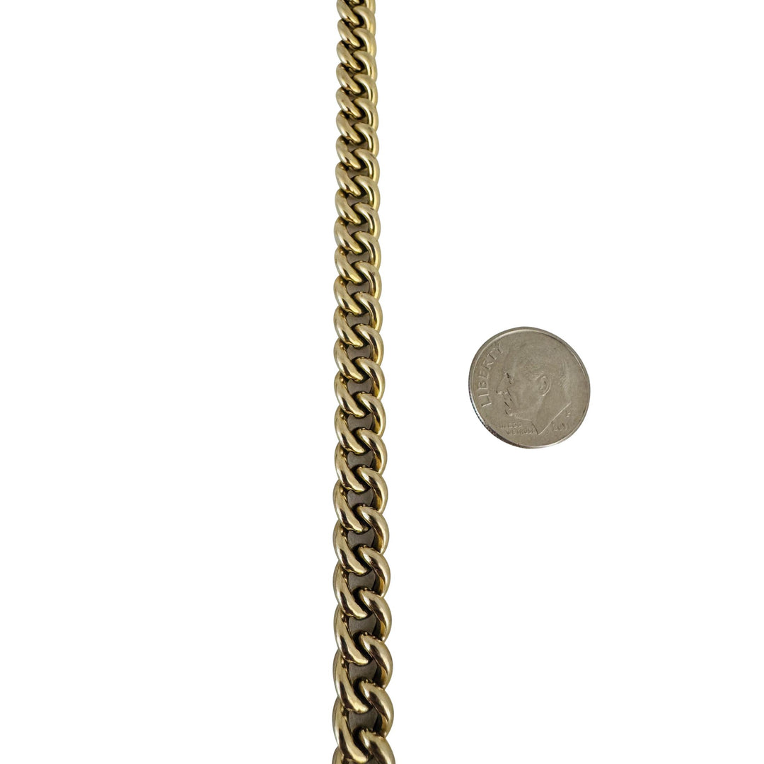 14k Yellow Gold 12g Hollow Milor 7mm Curb Link Bracelet Italy 8"