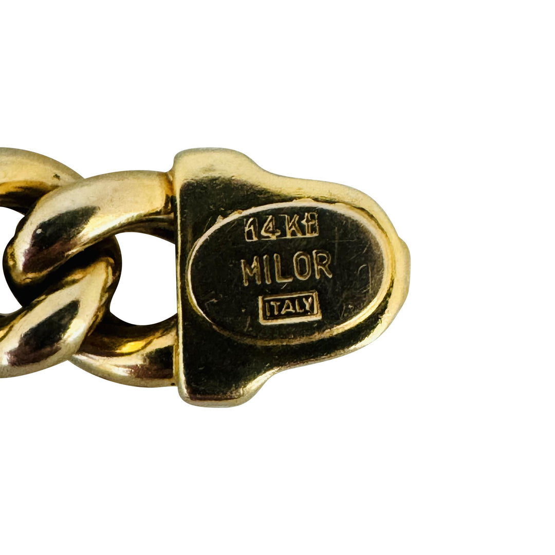 14k Yellow Gold 12g Hollow Milor 7mm Curb Link Bracelet Italy 8"