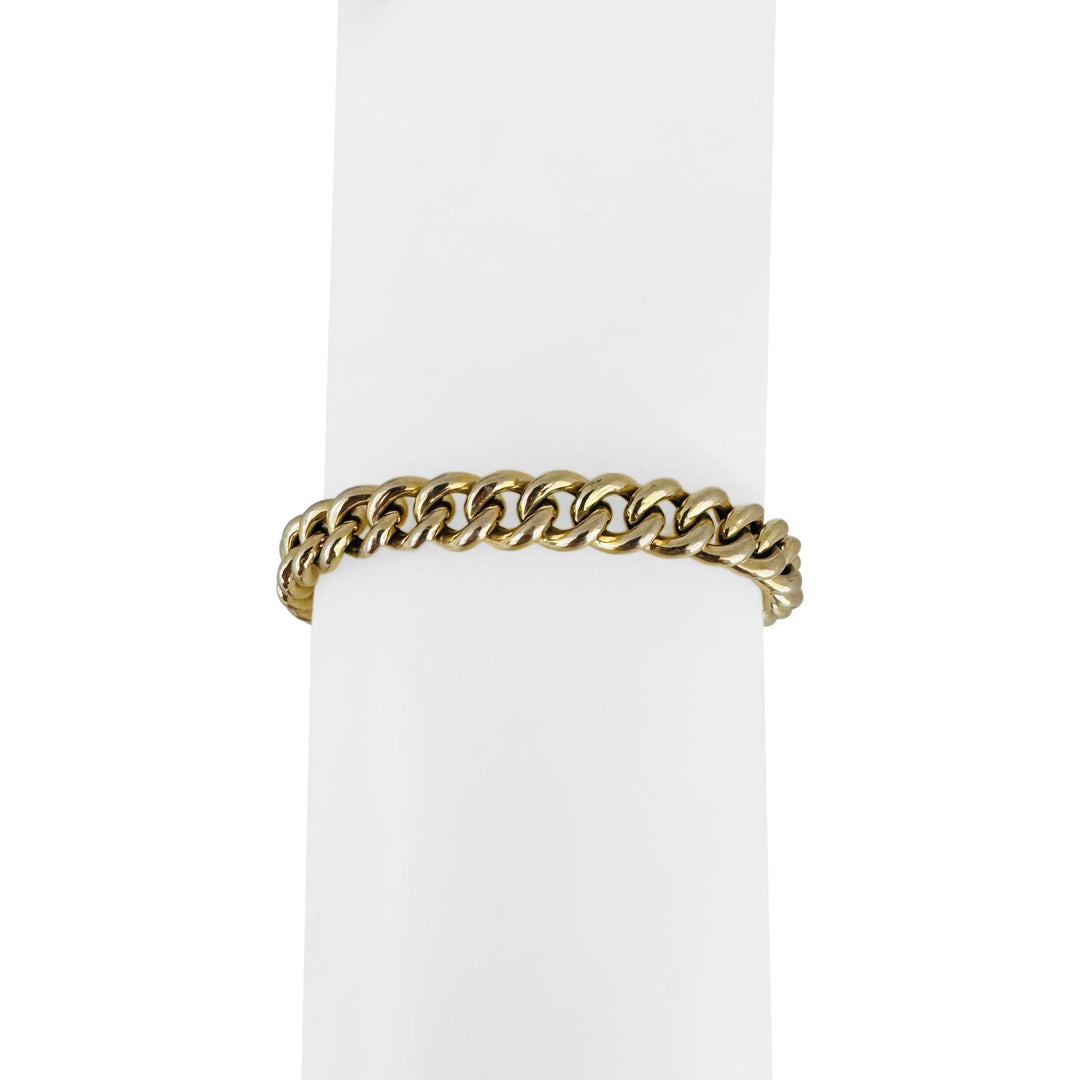 14k Yellow Gold 12g Hollow Milor 7mm Curb Link Bracelet Italy 8"