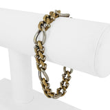 14k Yellow and White Gold 19g Two Tone 10mm Fancy Curb Link Bracelet Italy 7.75"