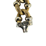 14k Yellow and White Gold 19g Two Tone 10mm Fancy Curb Link Bracelet Italy 7.75"