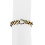 14k Yellow and White Gold 19g Two Tone 10mm Fancy Curb Link Bracelet Italy 7.75"