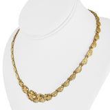 14k Yellow Gold 26.3g Solid Ladies Graduated Floral Fancy Link Necklace 17.5"