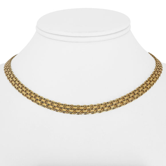 14k Yellow Gold 17.5g Solid Vintage 6mm Bismark Link Chain Necklace Italy 16