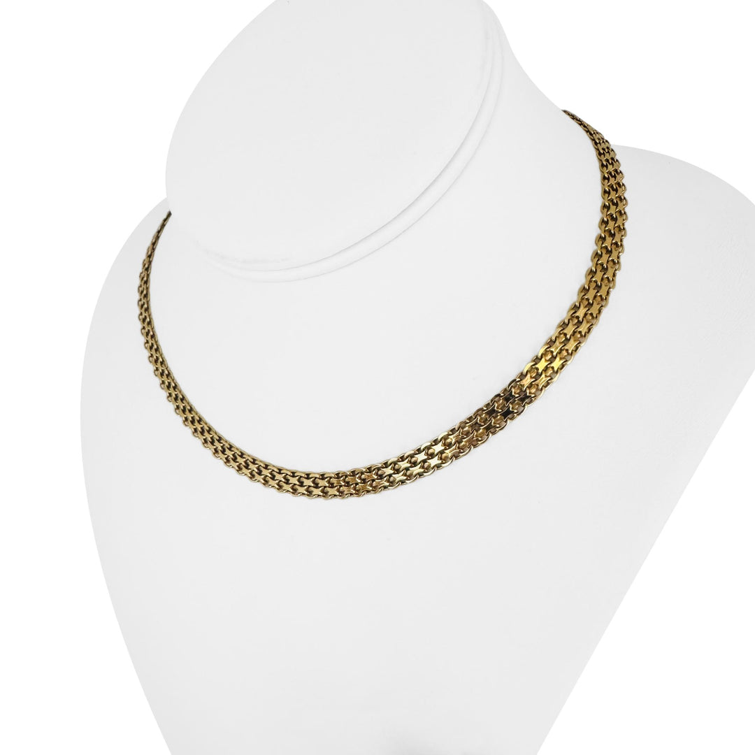 14k Yellow Gold 17.5g Solid Vintage 6mm Bismark Link Chain Necklace Italy 16"