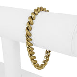14k Yellow Gold 14g Polished and Brushed 7mm San Marco Link Bracelet Italy 7"