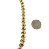 14k Yellow Gold 14g Polished and Brushed 7mm San Marco Link Bracelet Italy 7"