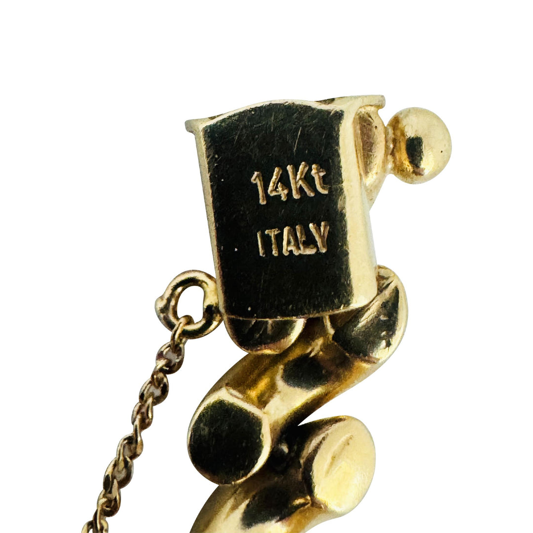 14k Yellow Gold 14g Polished and Brushed 7mm San Marco Link Bracelet Italy 7"