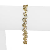 14k Yellow and White Gold 5.5g Ladies 7.5mm Floral Link Bracelet 7"