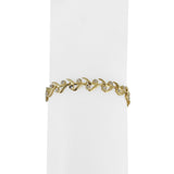 14k Yellow and White Gold 5.5g Ladies 7.5mm Floral Link Bracelet 7"