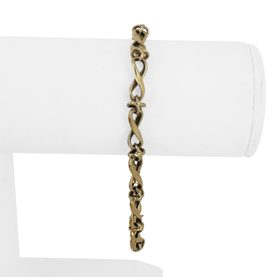 14k Yellow Gold 5.8g Hollow Vintage 5.5mm Fancy Twisted Link Bracelet 8"