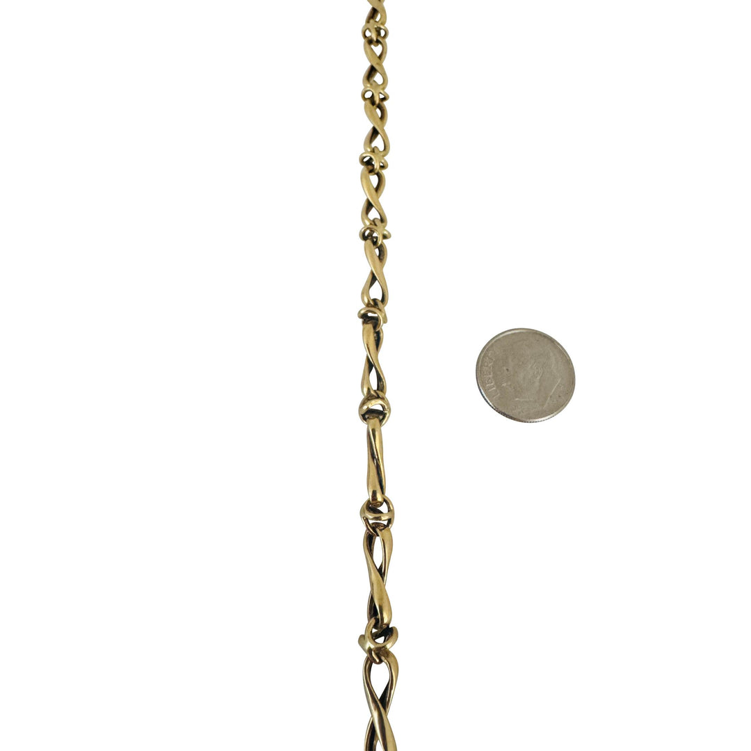 14k Yellow Gold 5.8g Hollow Vintage 5.5mm Fancy Twisted Link Bracelet 8"