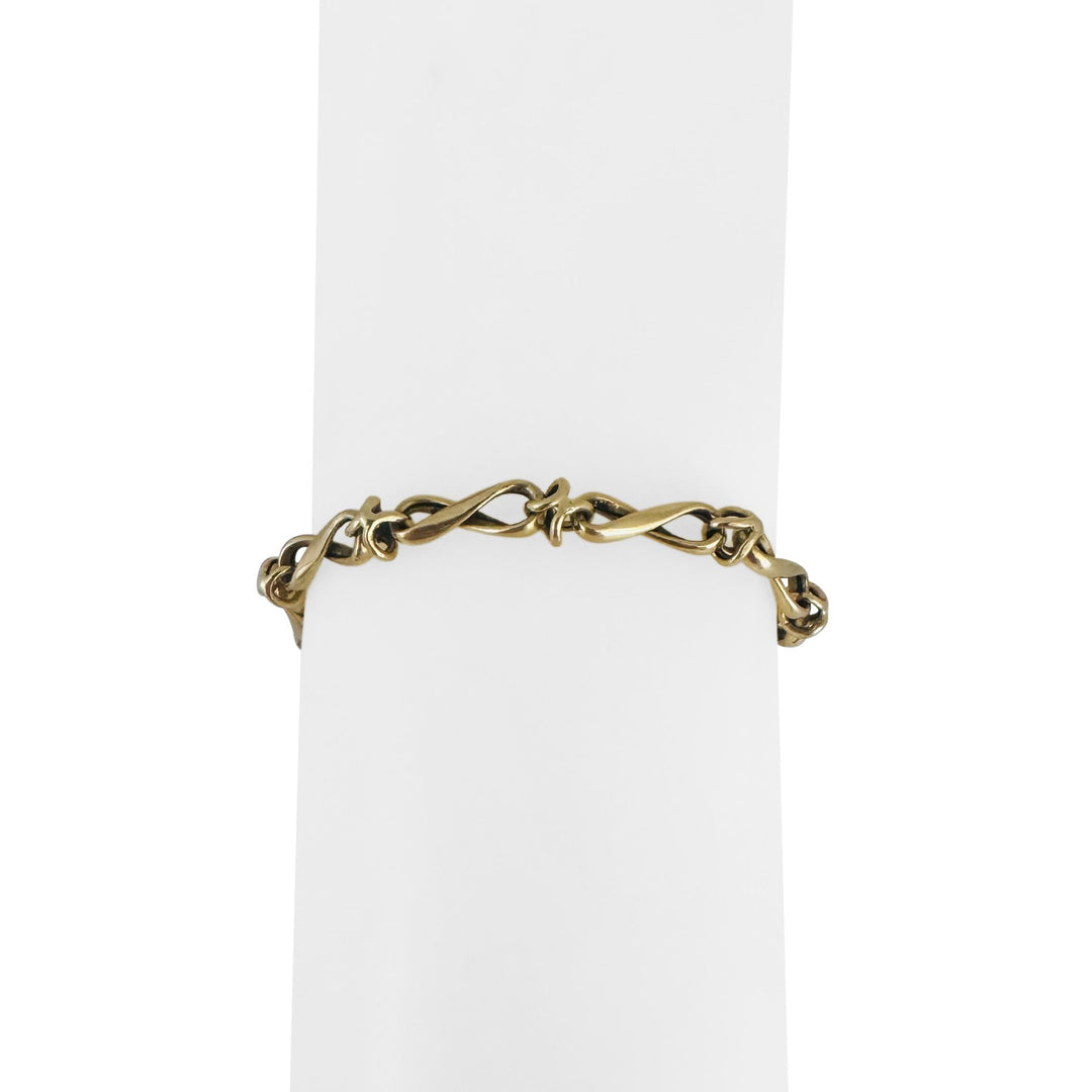 14k Yellow Gold 5.8g Hollow Vintage 5.5mm Fancy Twisted Link Bracelet 8"