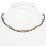 14k Rose and White Gold 26g Vintage Diamond Station Panel Link Necklace 16"