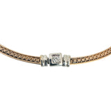 14k Rose and White Gold 26g Vintage Diamond Station Panel Link Necklace 16"