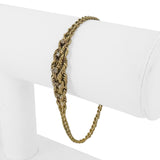 14k Yellow Gold and Diamond 7g Two Strand Graduated Rope Bracelet 7"
