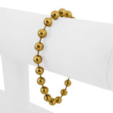24k Pure Yellow Gold 16.6g Solid Heavy 6mm Ball Bead Link Bracelet 7"