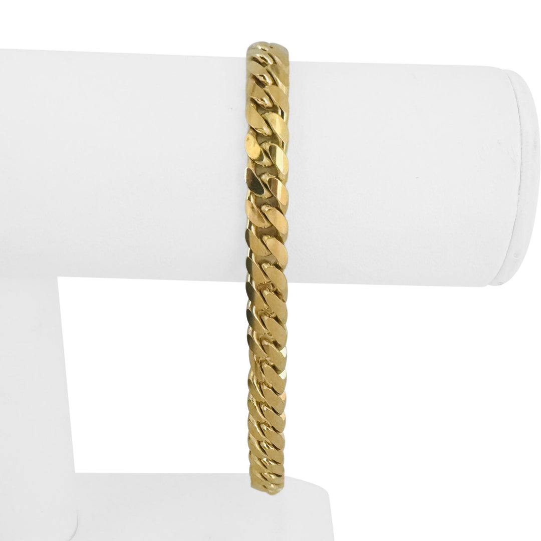 18k Yellow Gold 38g Solid Heavy 7mm Men's Cuban Link Bracelet Italy 8.5"