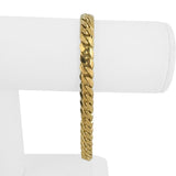 18k Yellow Gold 38g Solid Heavy 7mm Men's Cuban Link Bracelet Italy 8.5"