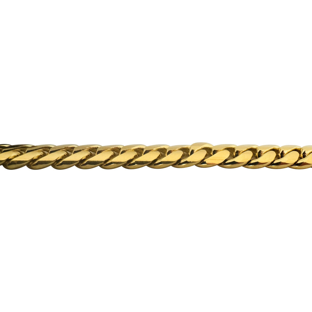18k Yellow Gold 38g Solid Heavy 7mm Men's Cuban Link Bracelet Italy 8.5"
