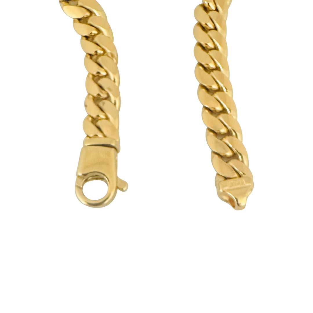 18k Yellow Gold 38g Solid Heavy 7mm Men's Cuban Link Bracelet Italy 8.5"