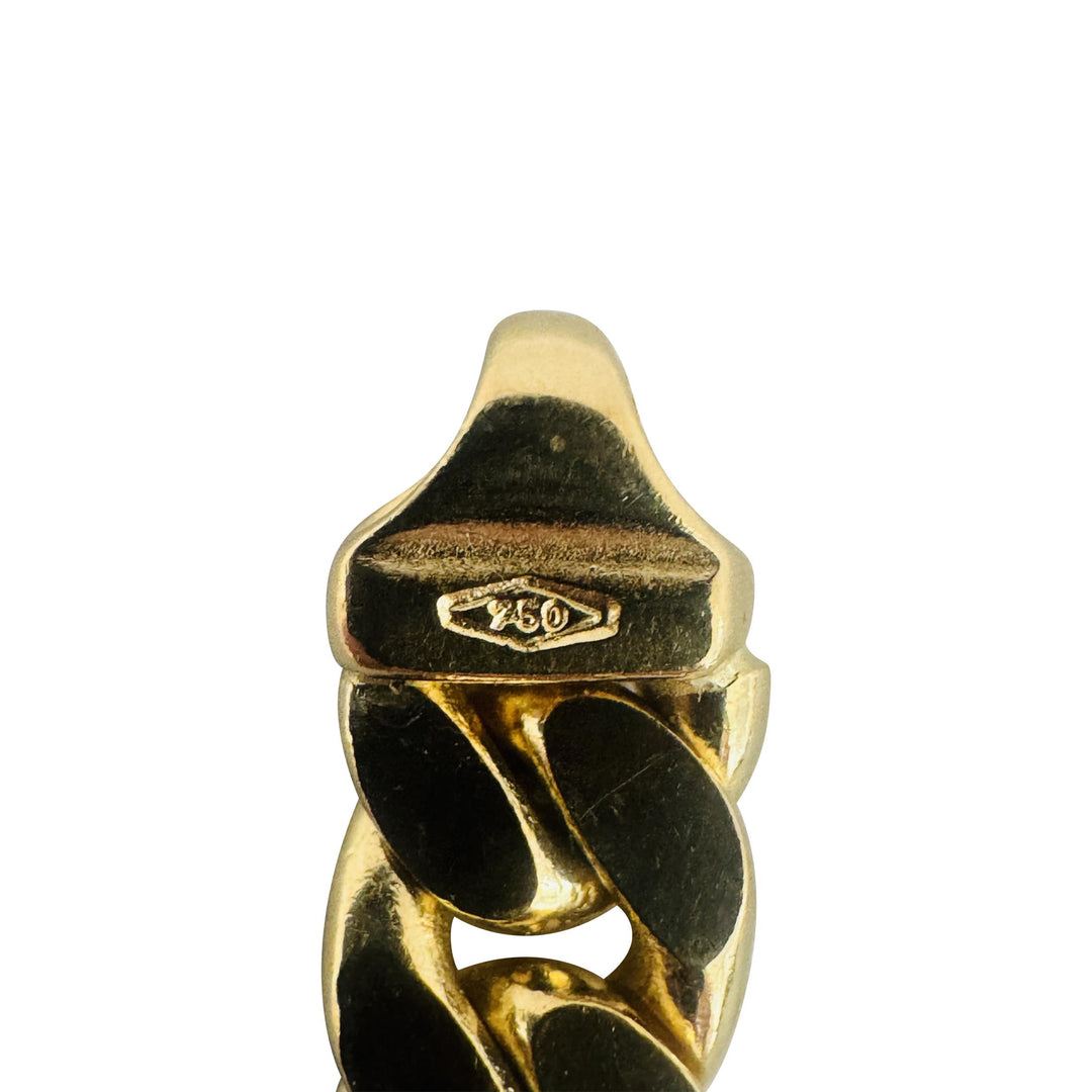 18k Yellow Gold 38g Solid Heavy 7mm Men's Cuban Link Bracelet Italy 8.5"