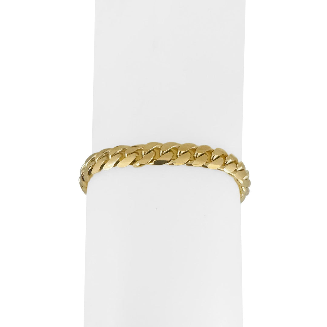 18k Yellow Gold 38g Solid Heavy 7mm Men's Cuban Link Bracelet Italy 8.5"