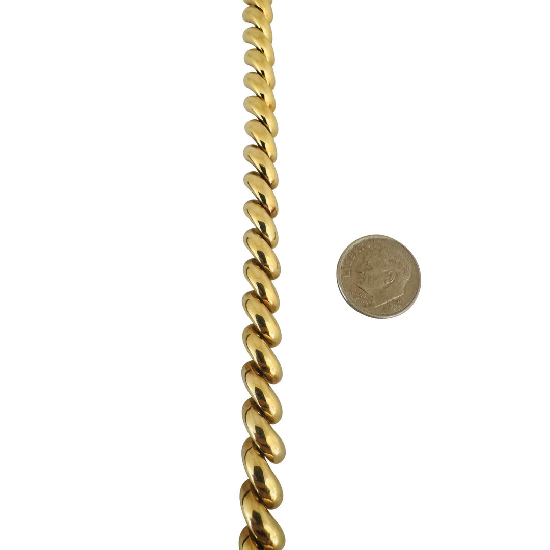 18k Yellow Gold 14.8g Ladies Polished 8mm San Marco Link Bracelet Peru 7.25"
