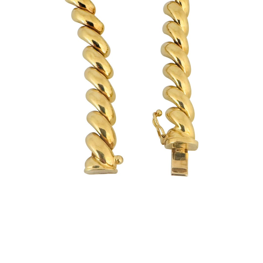 18k Yellow Gold 14.8g Ladies Polished 8mm San Marco Link Bracelet Peru 7.25"