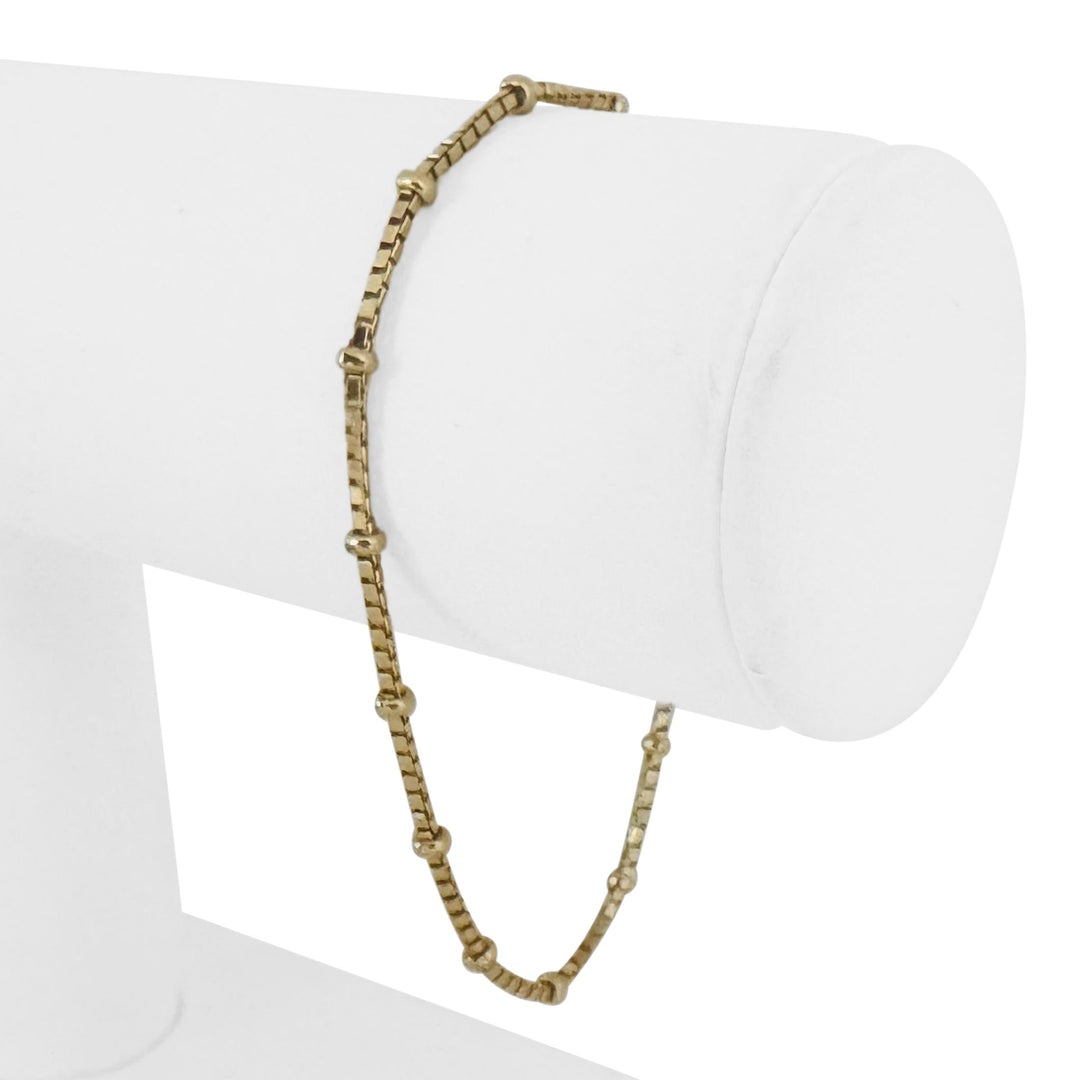 18k Yellow Gold 4.3g Vintage UnoAErre 3mm Box Link Station Bracelet 7"