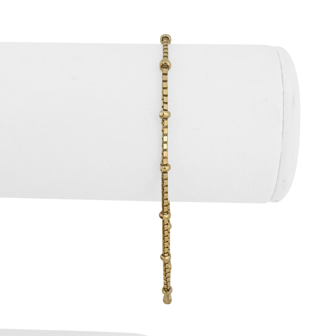 18k Yellow Gold 4.3g Vintage UnoAErre 3mm Box Link Station Bracelet 7"