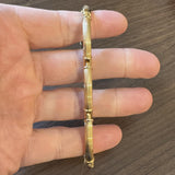 14k Yellow Gold 22.6g Vintage UnoAErre 6mm Ribbed Bar Link Bracelet Italy 7"