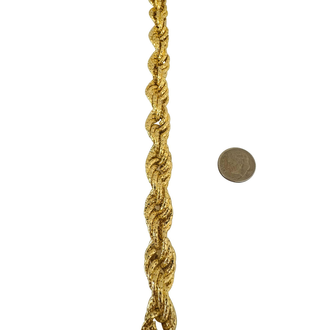18k Yellow Gold 14.7g Sparkling Thick 12mm Rope Bracelet Italy 8.25"