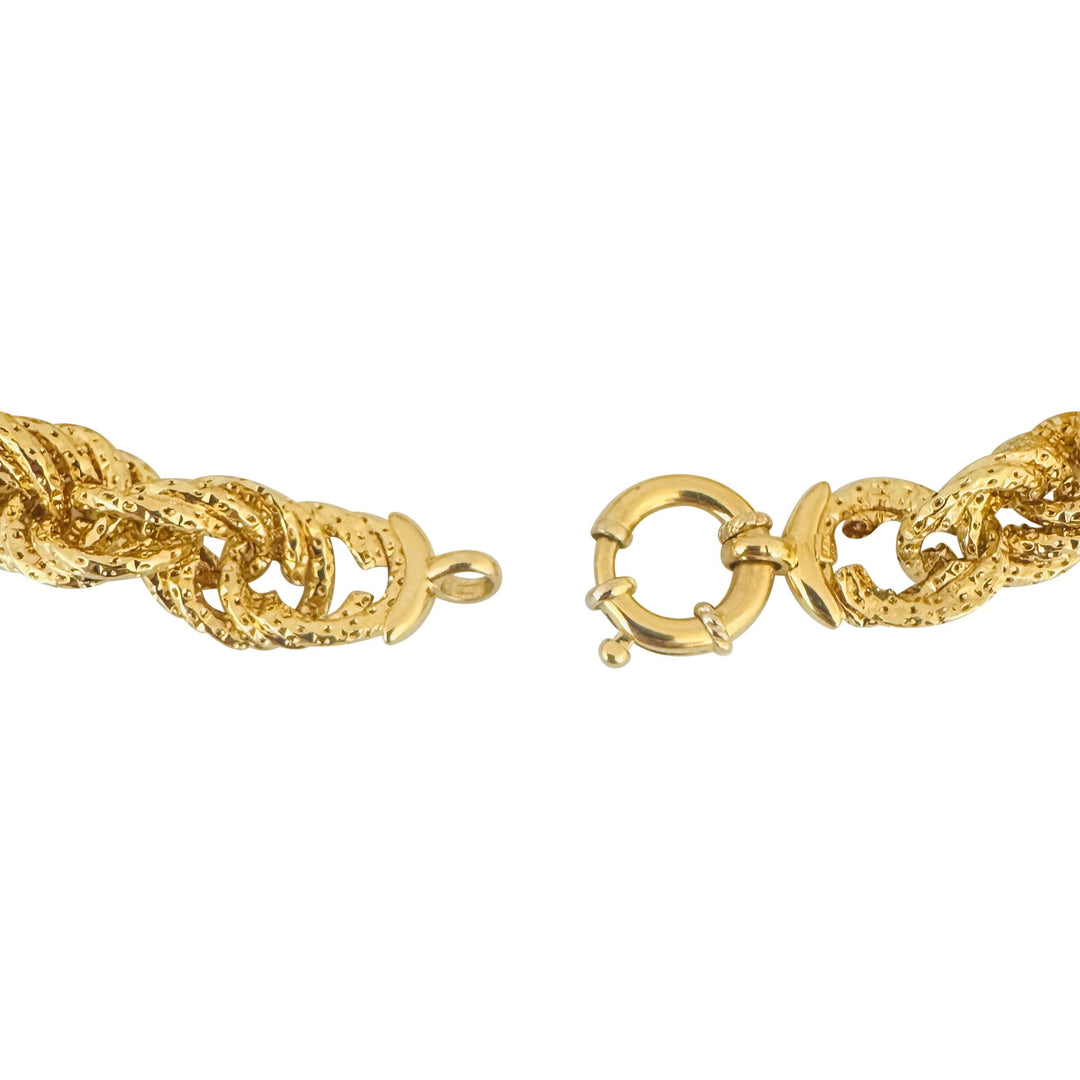 18k Yellow Gold 14.7g Sparkling Thick 12mm Rope Bracelet Italy 8.25"