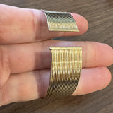 14k Yellow Gold 22.7g Vintage Twenty Strand 19mm Flex Cuff Bracelet Italy 7.5"