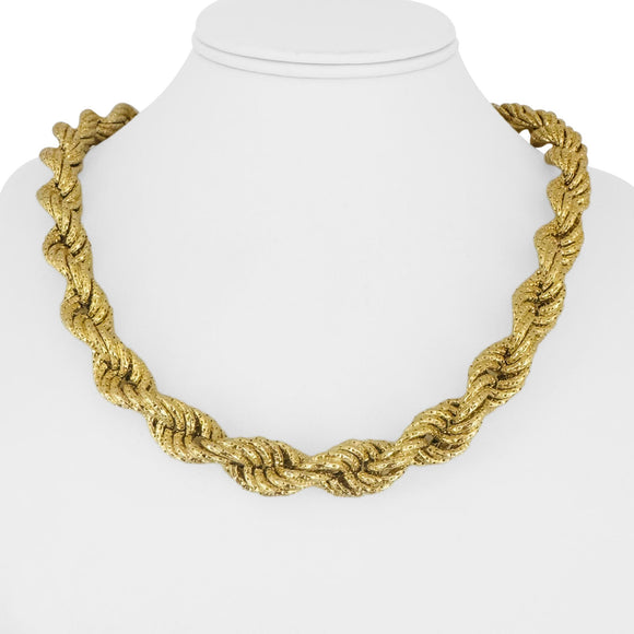 18k Yellow Gold 38g Sparkling Thick 12mm Rope Necklace Italy 20