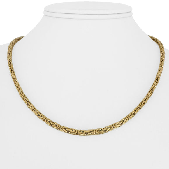 18k Yellow Gold 29g Solid Heavy 3mm Squared Byzantine Link Necklace Italy 17.5