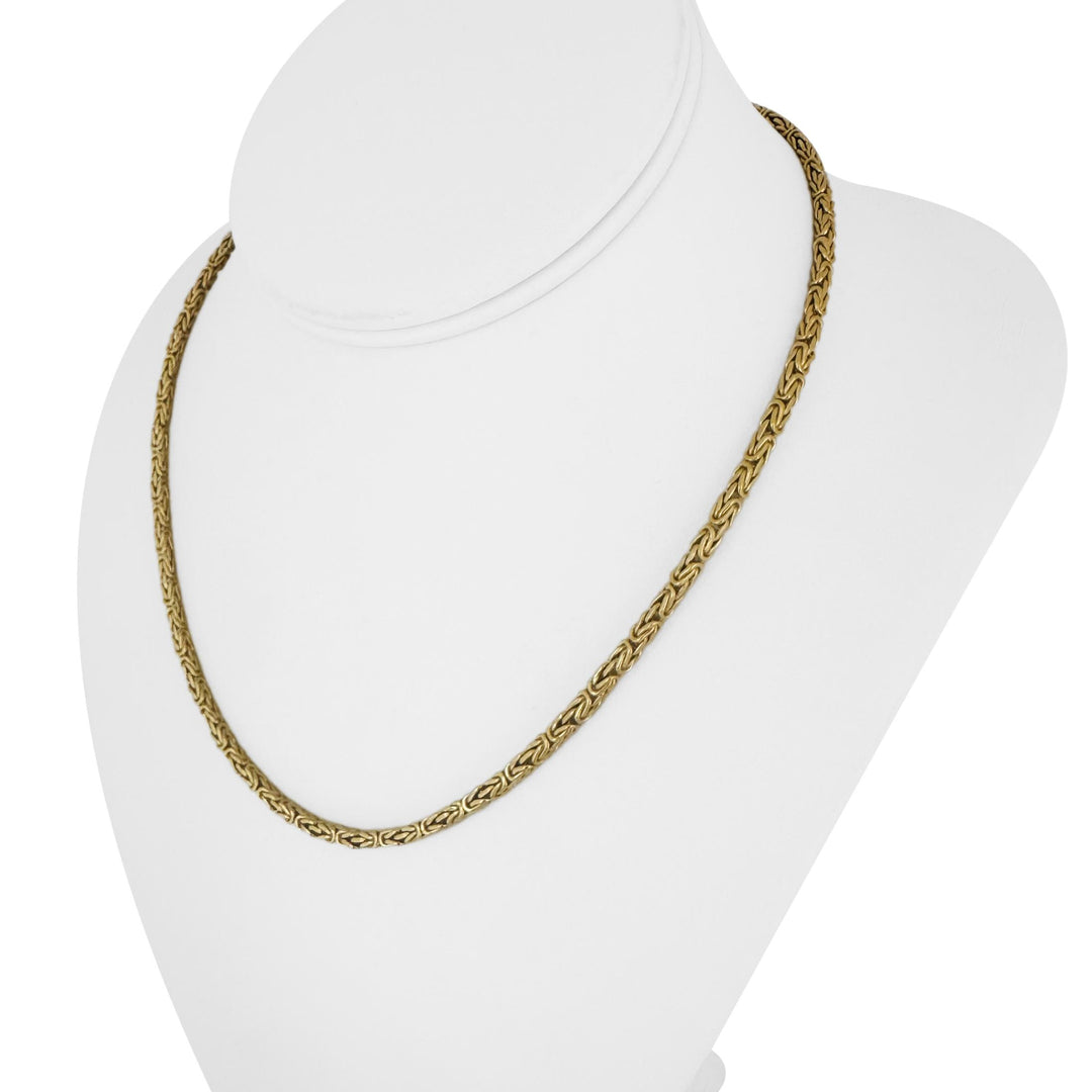 18k Yellow Gold 29g Solid Heavy 3mm Squared Byzantine Link Necklace Italy 17.5"