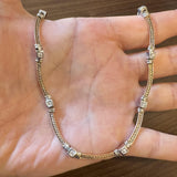 14k Rose and White Gold 26g Vintage Diamond Station Panel Link Necklace 16"