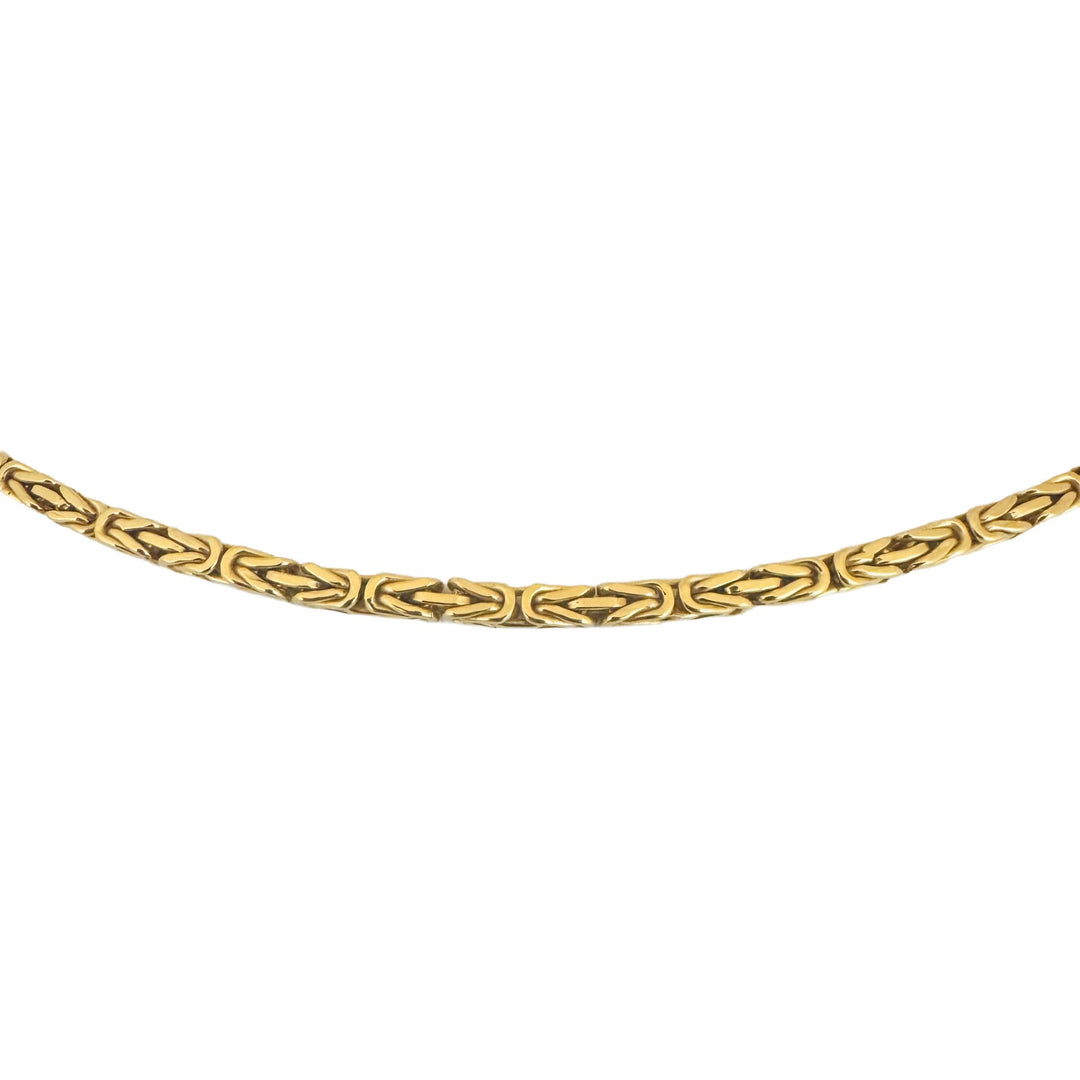 18k Yellow Gold 29g Solid Heavy 3mm Squared Byzantine Link Necklace Italy 17.5"