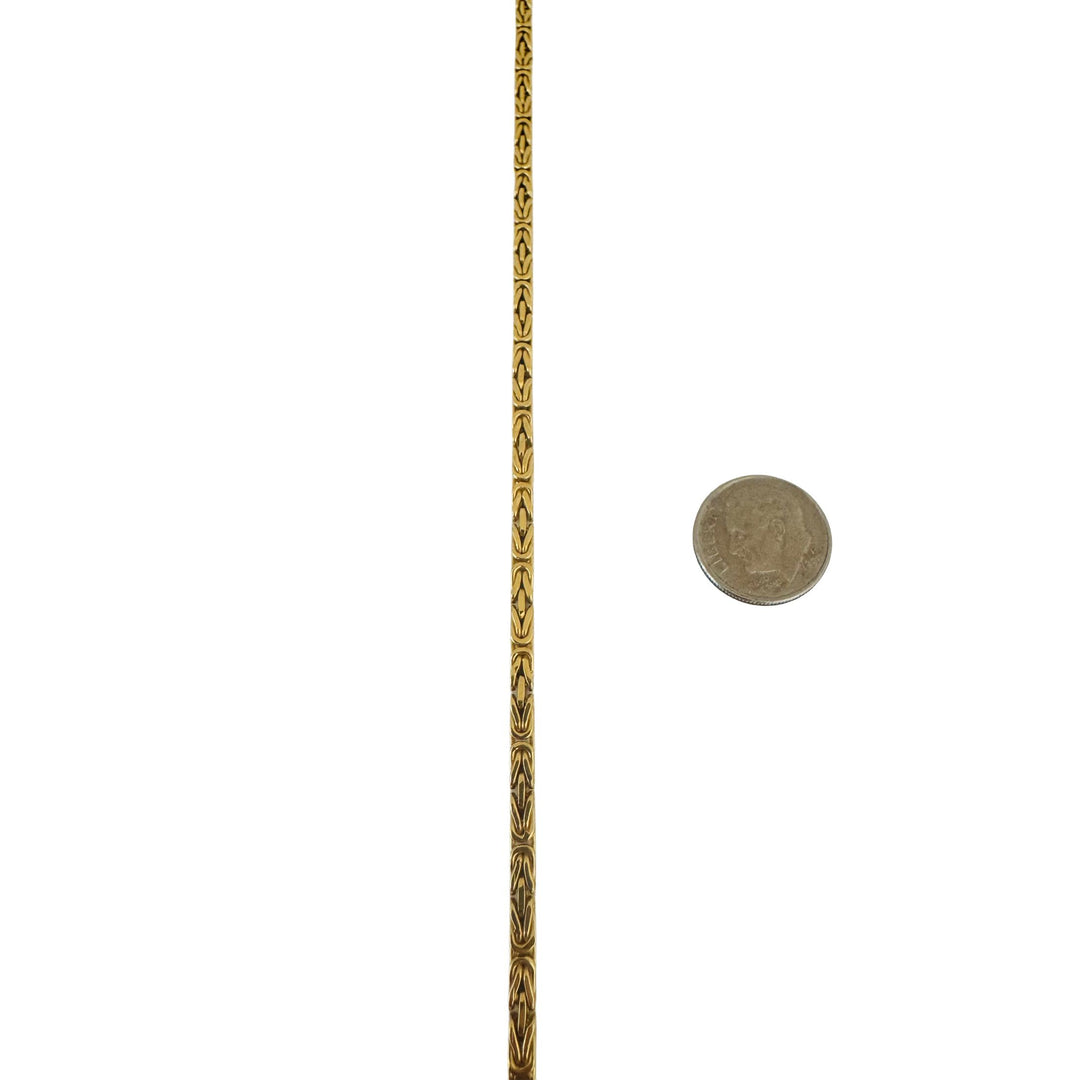 18k Yellow Gold 29g Solid Heavy 3mm Squared Byzantine Link Necklace Italy 17.5"