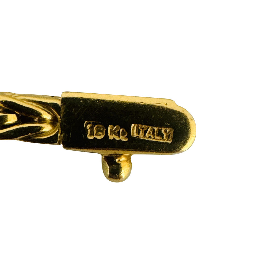 18k Yellow Gold 29g Solid Heavy 3mm Squared Byzantine Link Necklace Italy 17.5"