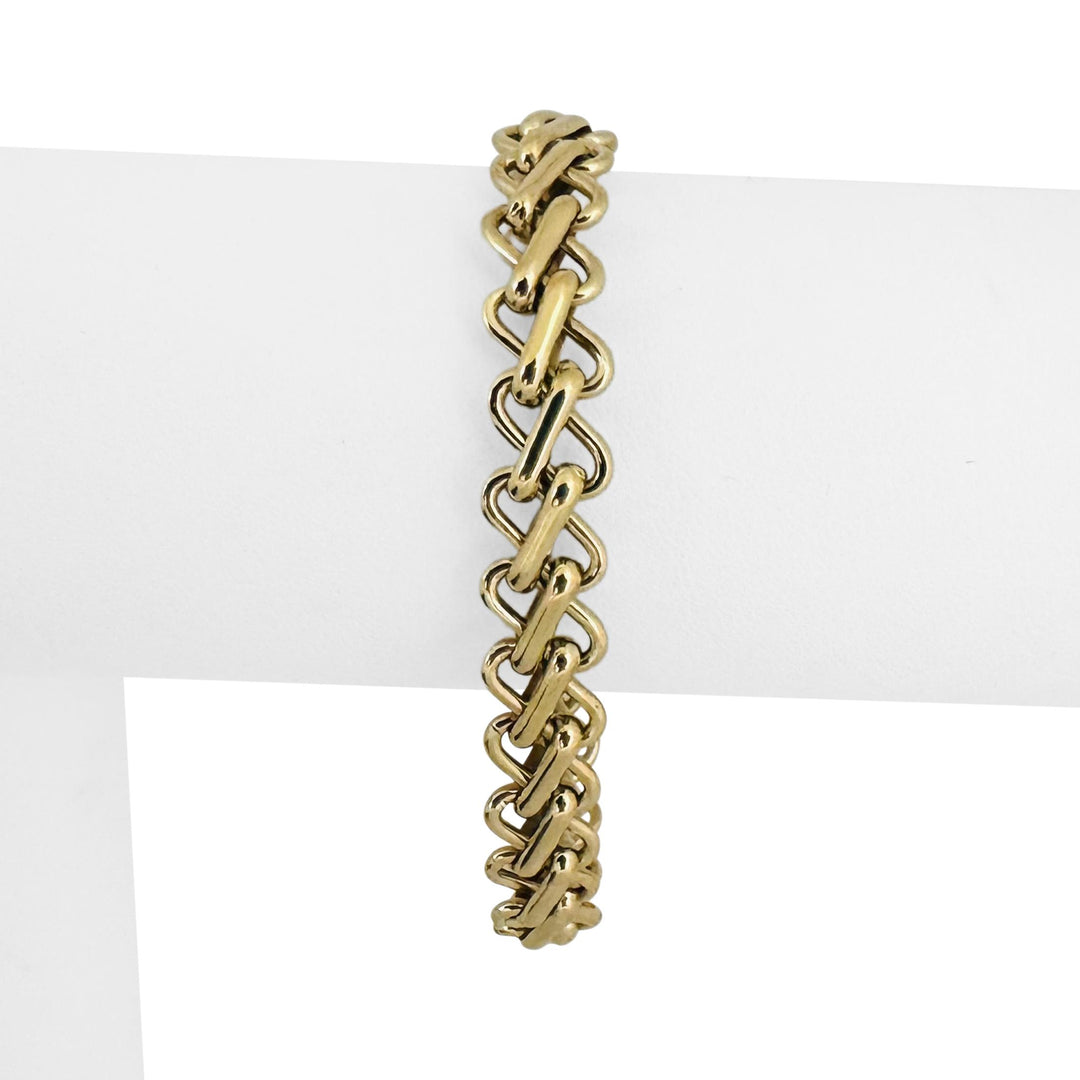 14k Yellow Gold 10g Ladies Polished 9.5mm Fancy Link Bracelet Italy 6.5"