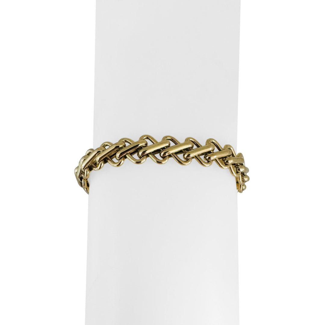 14k Yellow Gold 10g Ladies Polished 9.5mm Fancy Link Bracelet Italy 6.5"